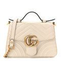 Calfskin Matelasse Mini GG Marmont Top Handle Shoulder Bag White