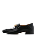 Goatskin Womens Horsebit Mid-Heel Loafers 39.5 Black