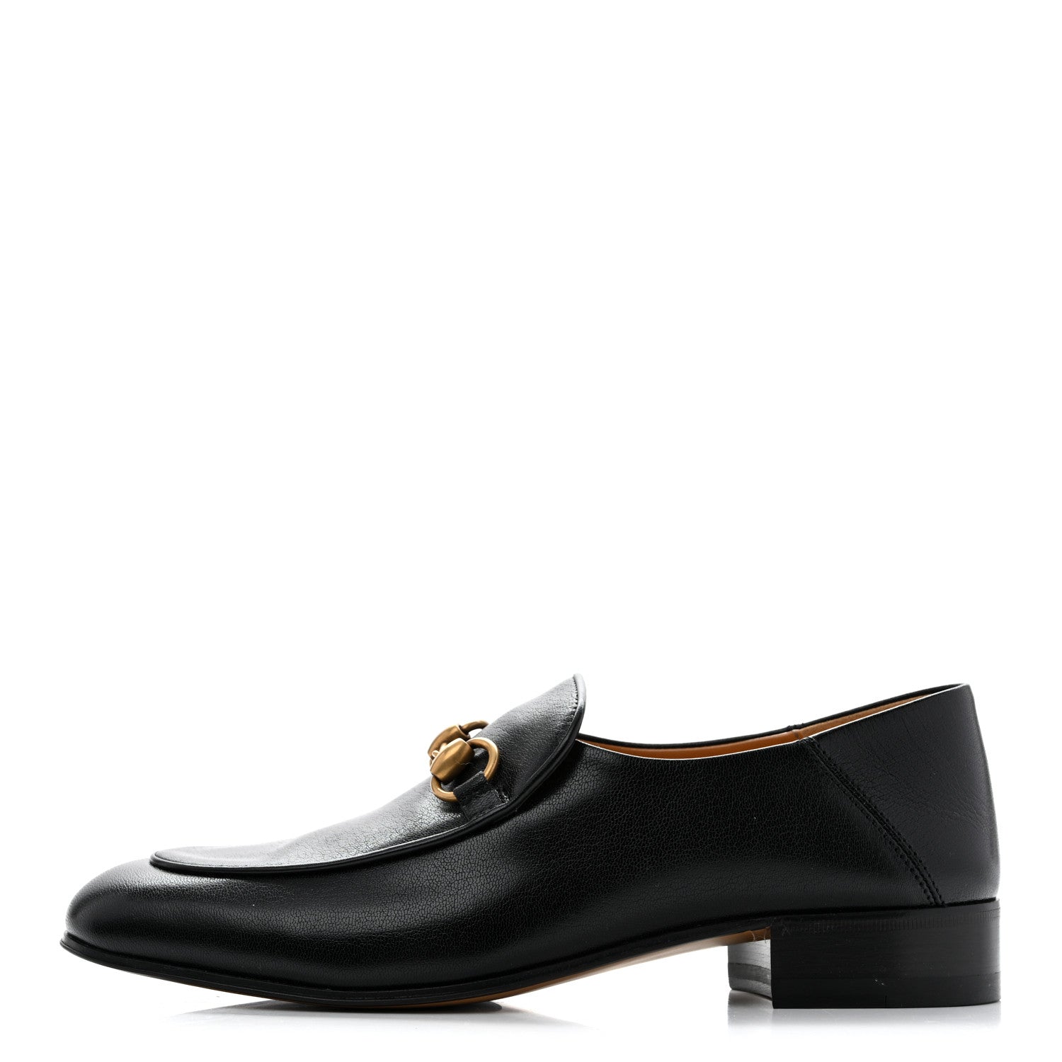 Goatskin Womens Horsebit Mid-Heel Loafers 39.5 Black