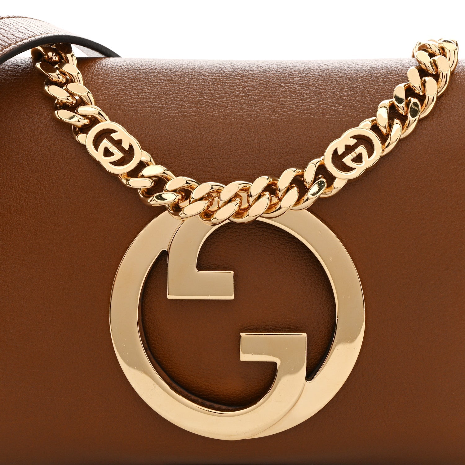 Roxy Calfskin Blondie Chain Shoulder Flap Bag Blondie Cognac