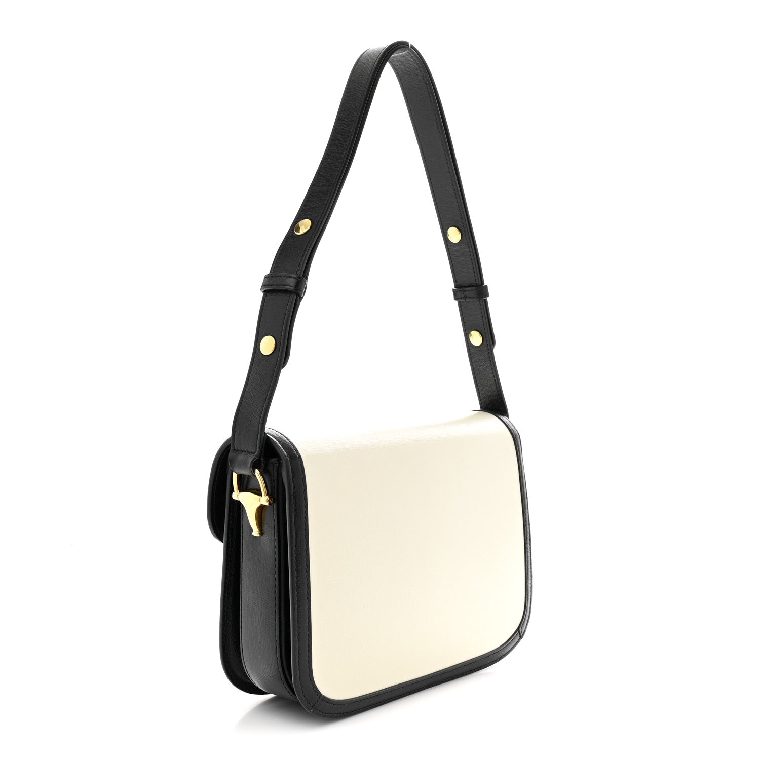 Azalea Calfskin Tri-Color Horsebit 1955 Shoulder Bag Mystic White Sun Oil Black