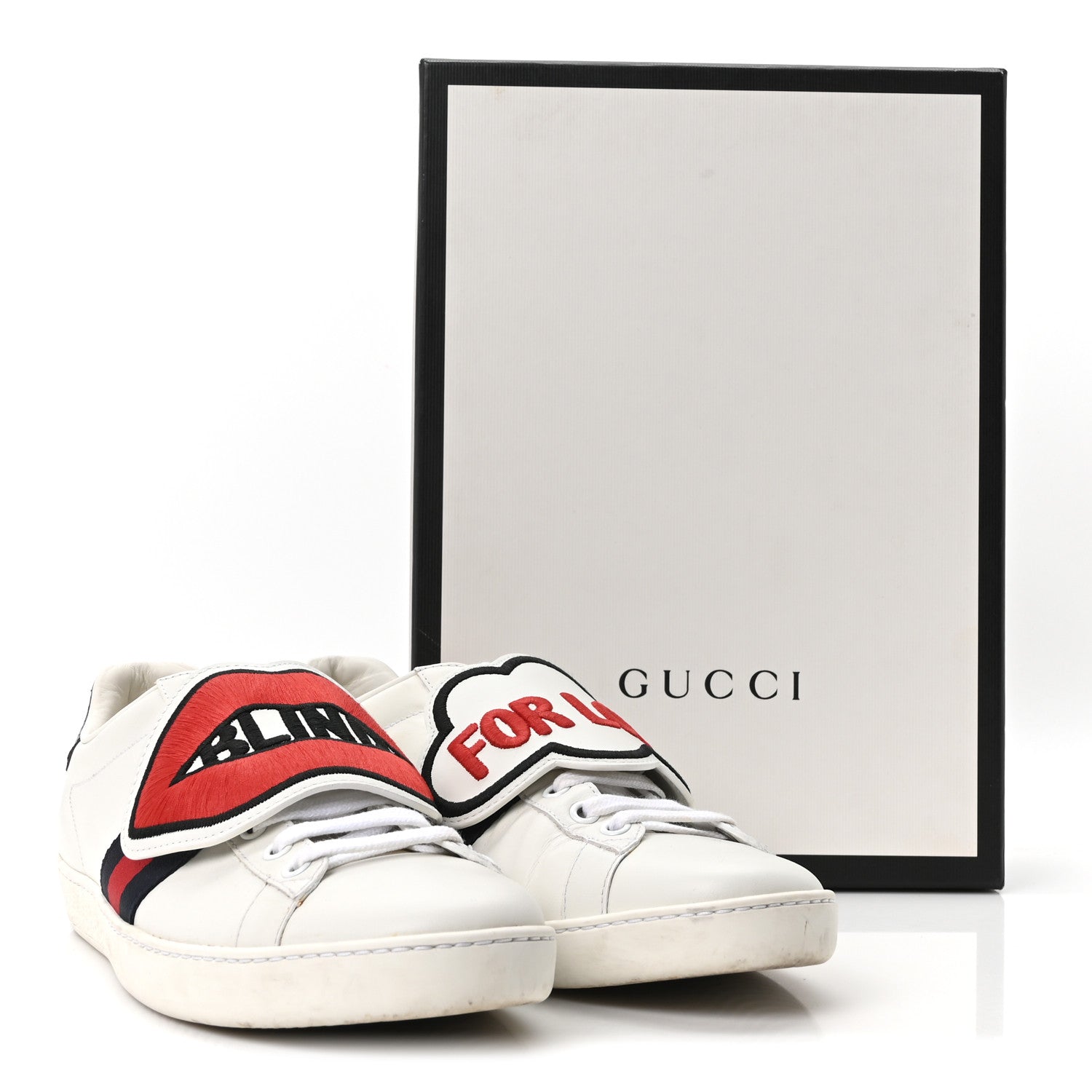 Calfskin Ayers Blind For Love Embroidered Womens Ace Sneakers 39 White