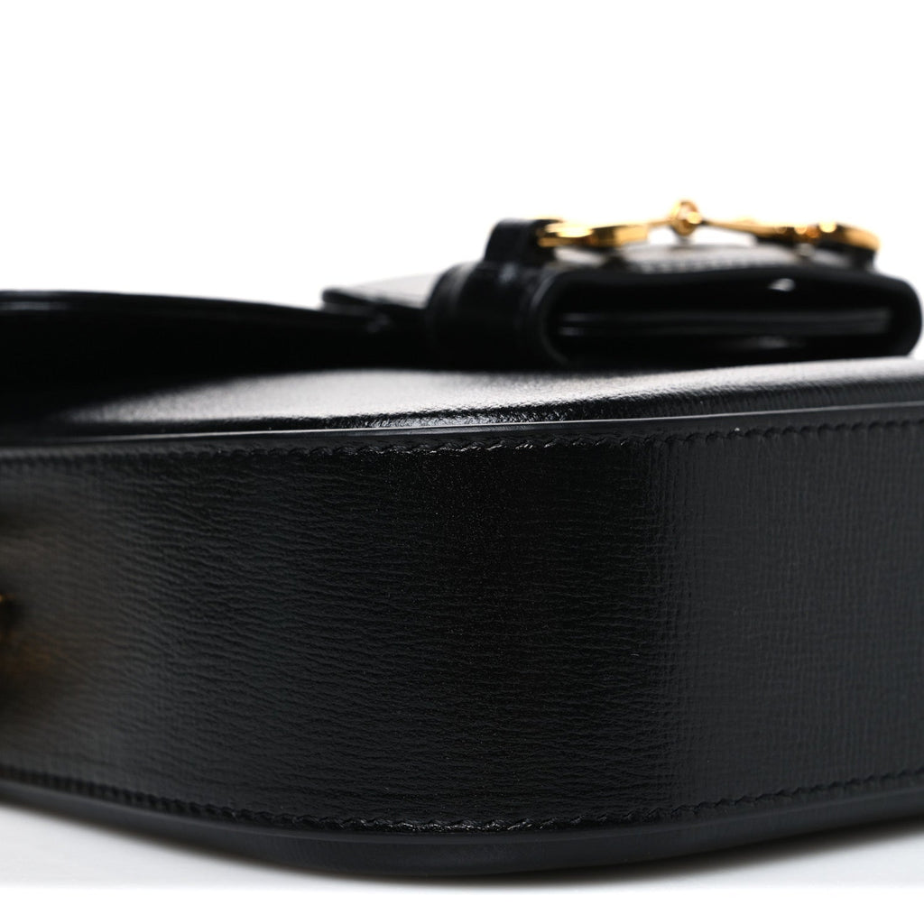 Azalea Calfskin Web Mini Horsebit 1955 Shoulder Bag Black