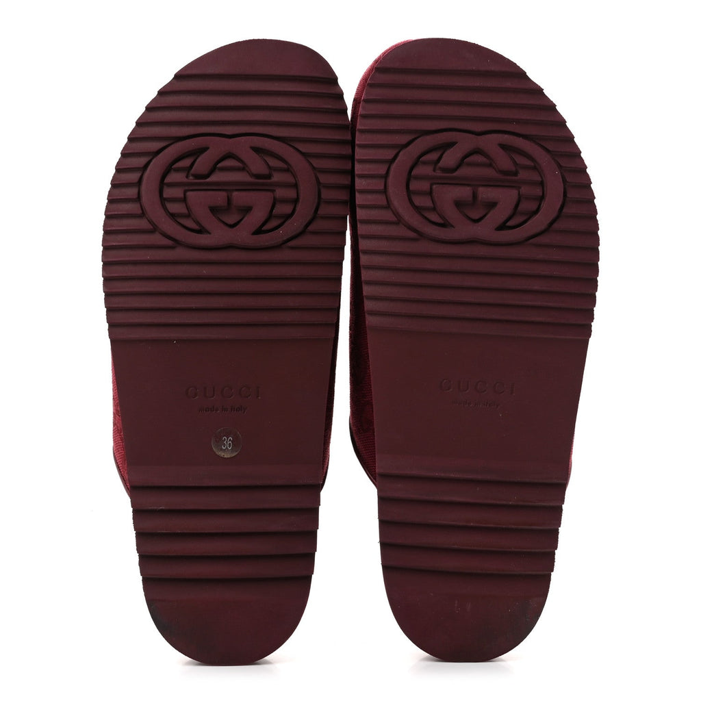 GG Supreme Monogram Womens Horsebit Slippers 36 Rosso Ancora
