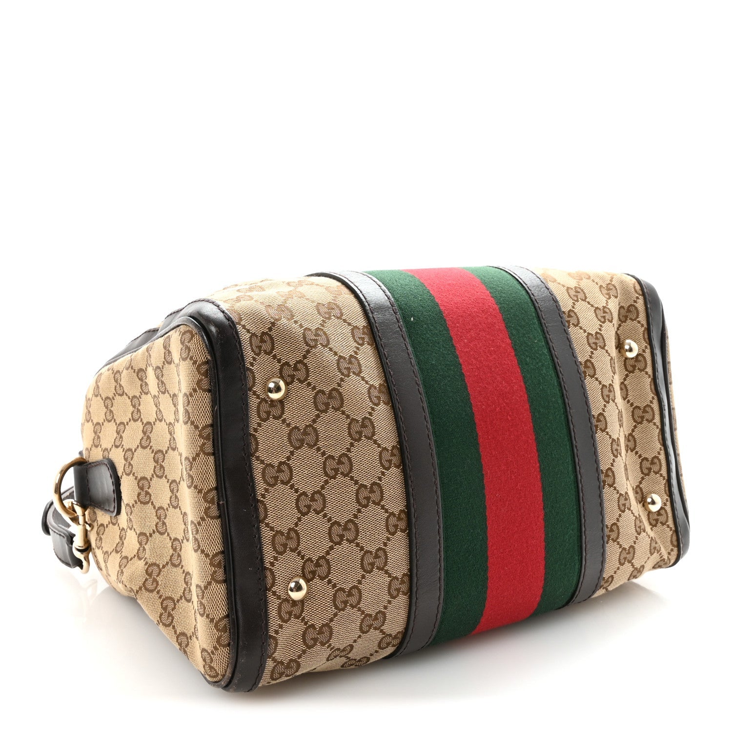 Monogram Selleria Calfskin Vintage Web Medium Boston Beige Ebony Cocoa