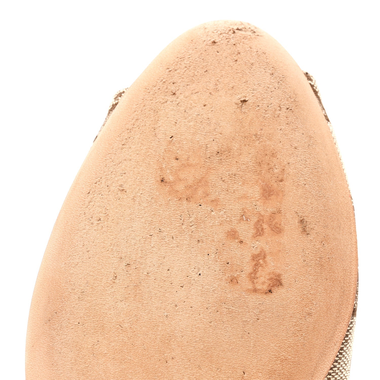 Monogram Miro Soft Calfskin Womens Horsebit Peep Toe Flats 6 Beige Ebony Mystic White