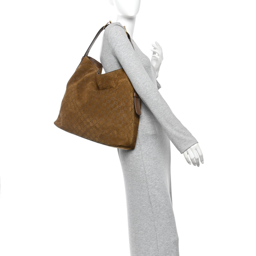 Suede Monogram Large Beatrix Tote Brown