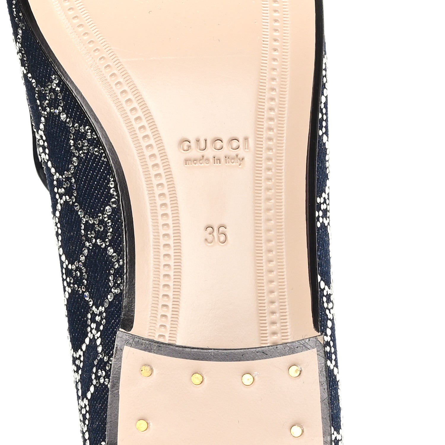 New Denim Crystal GG Monogram Womens 1953 Horsebit Jordaan Loafer 36 Blue