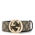 GG Supreme Monogram Interlocking G 37mm Belt 75 30 Beige Ebony