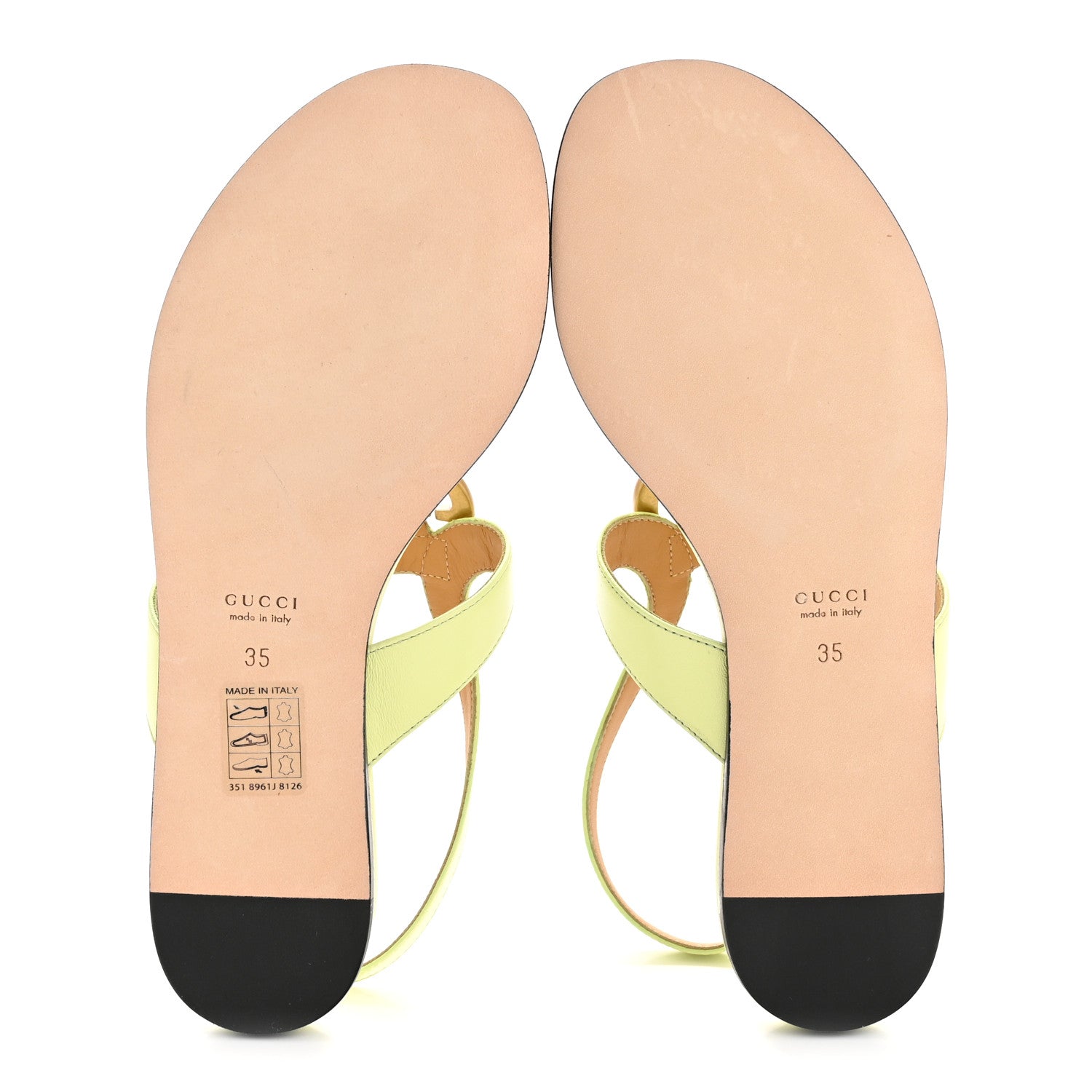 Calfskin Double G Thong Flat Sandals 35 Pistachio Green
