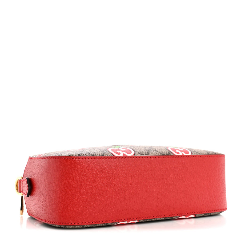 GG Supreme Monogram Apple Small Retro Interlocking G Shoulder Bag Beige Multicolor Lobster Red