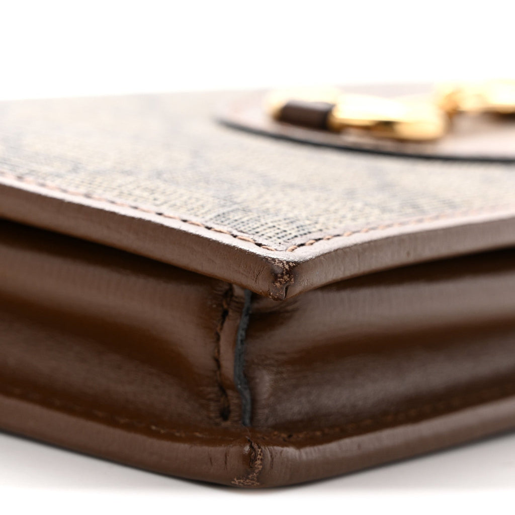 GG Supreme Monogram Azalea Calfskin Horsebit 1955 Wallet On Chain Beige Ebony Brown Sugar
