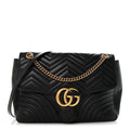Calfskin Matelasse Large GG Marmont Shoulder Bag Black