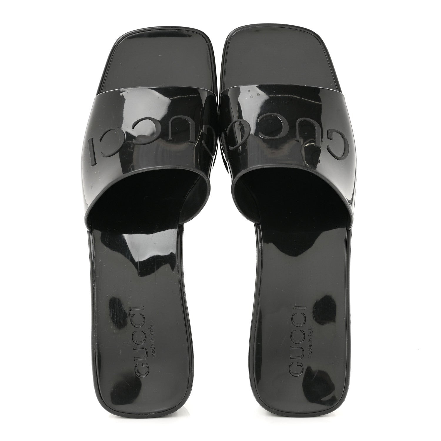 Rubber Gucci Logo Womens Platform 20/60mm Slide Sandals 38 Black