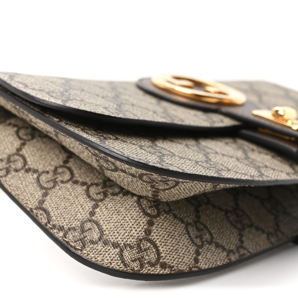GG Supreme Monogram Textured Dollar Calfskin Blondie Belt Bag Beige Ebony New Acero
