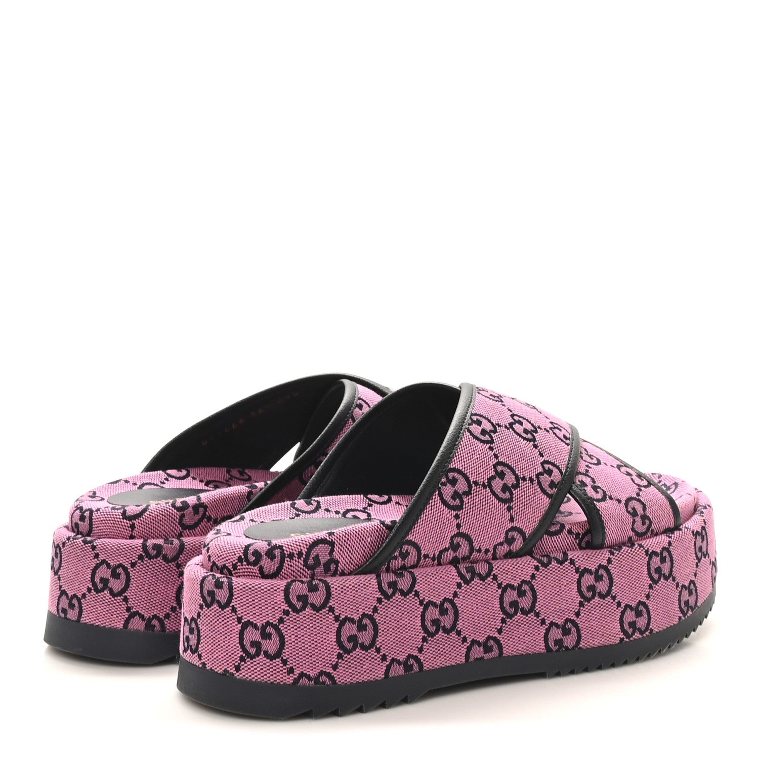 Monogram Multicolor Criss Cross Platform Slide Sandals 36.5 Pink Blue