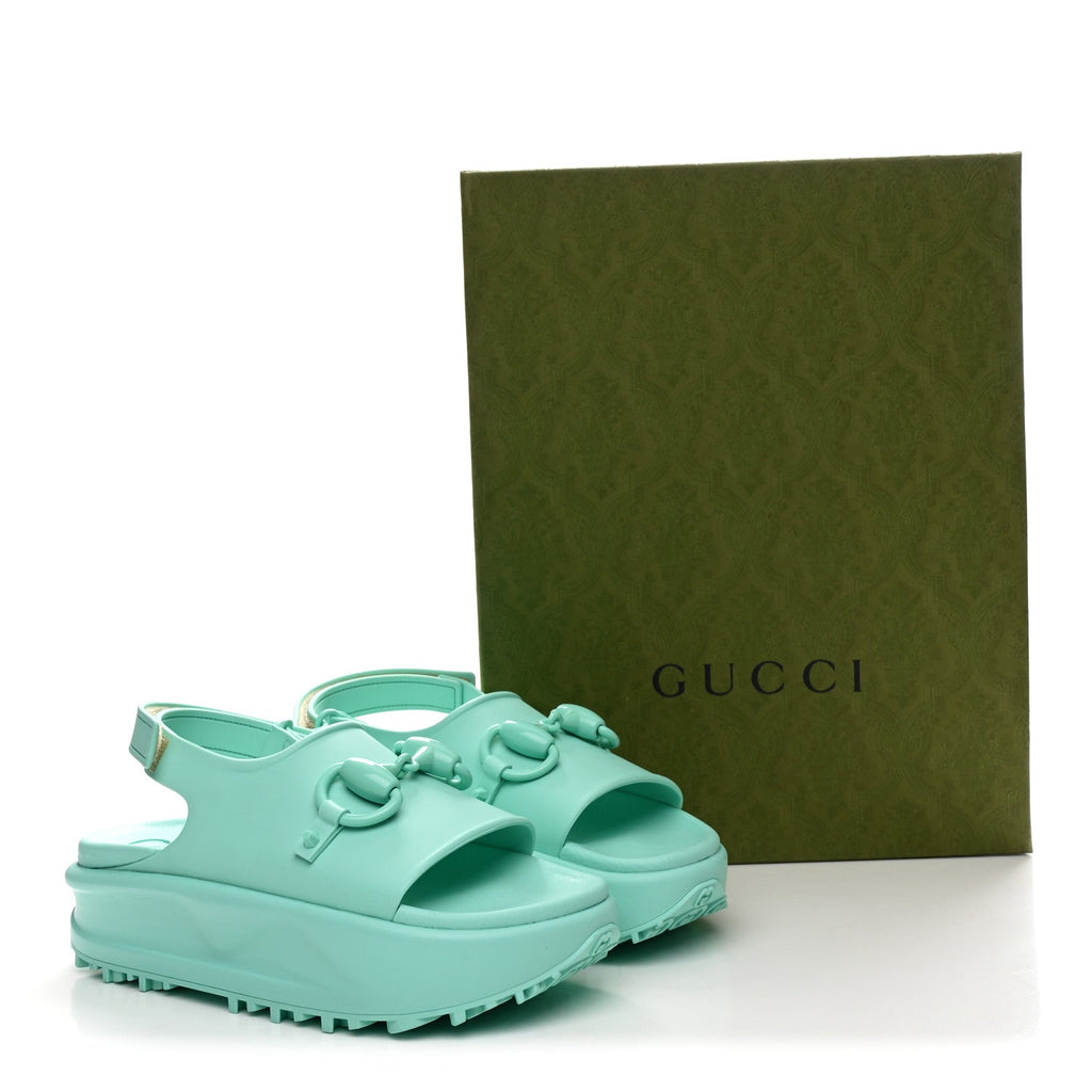 Soft Rubber Horsebit Womens Slingback Sandals 37 Teal Cyan
