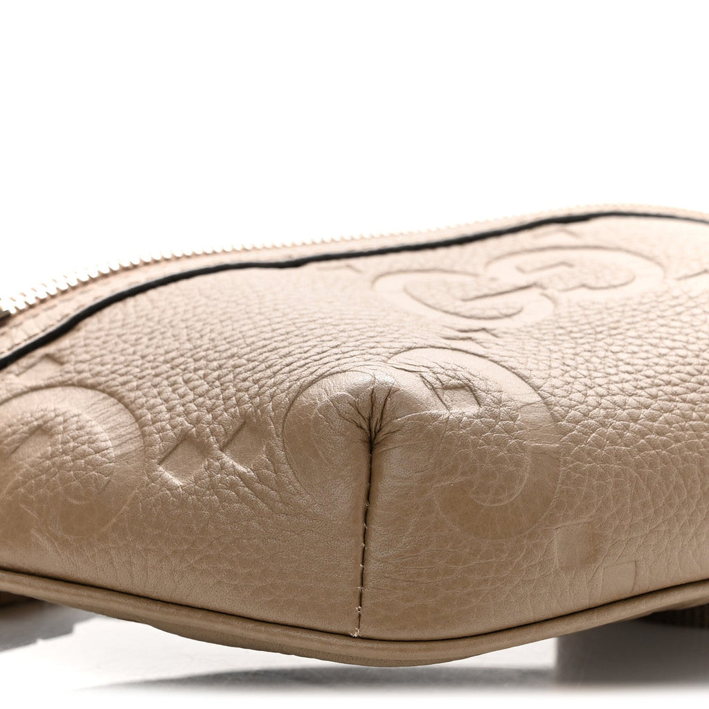 Piuma Calfskin Jumbo GG Embossed Small Belt Bag Good Taupe