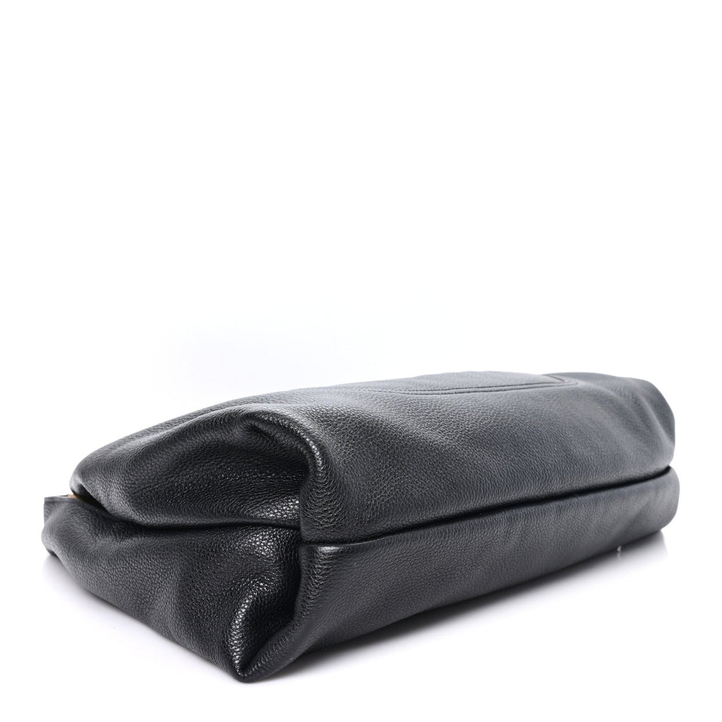 Grained Calfskin Softbit Maxi Shoulder Bag Black