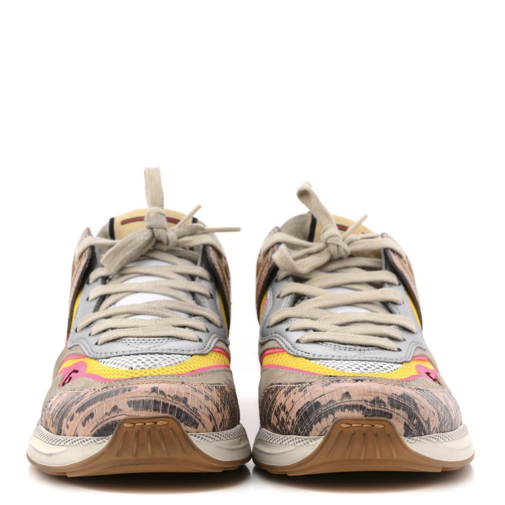 Suede Calfskin Tejus Printed Womens Ultrapace Sneakers 37.5 Pink Silver Oatmeal Yolk