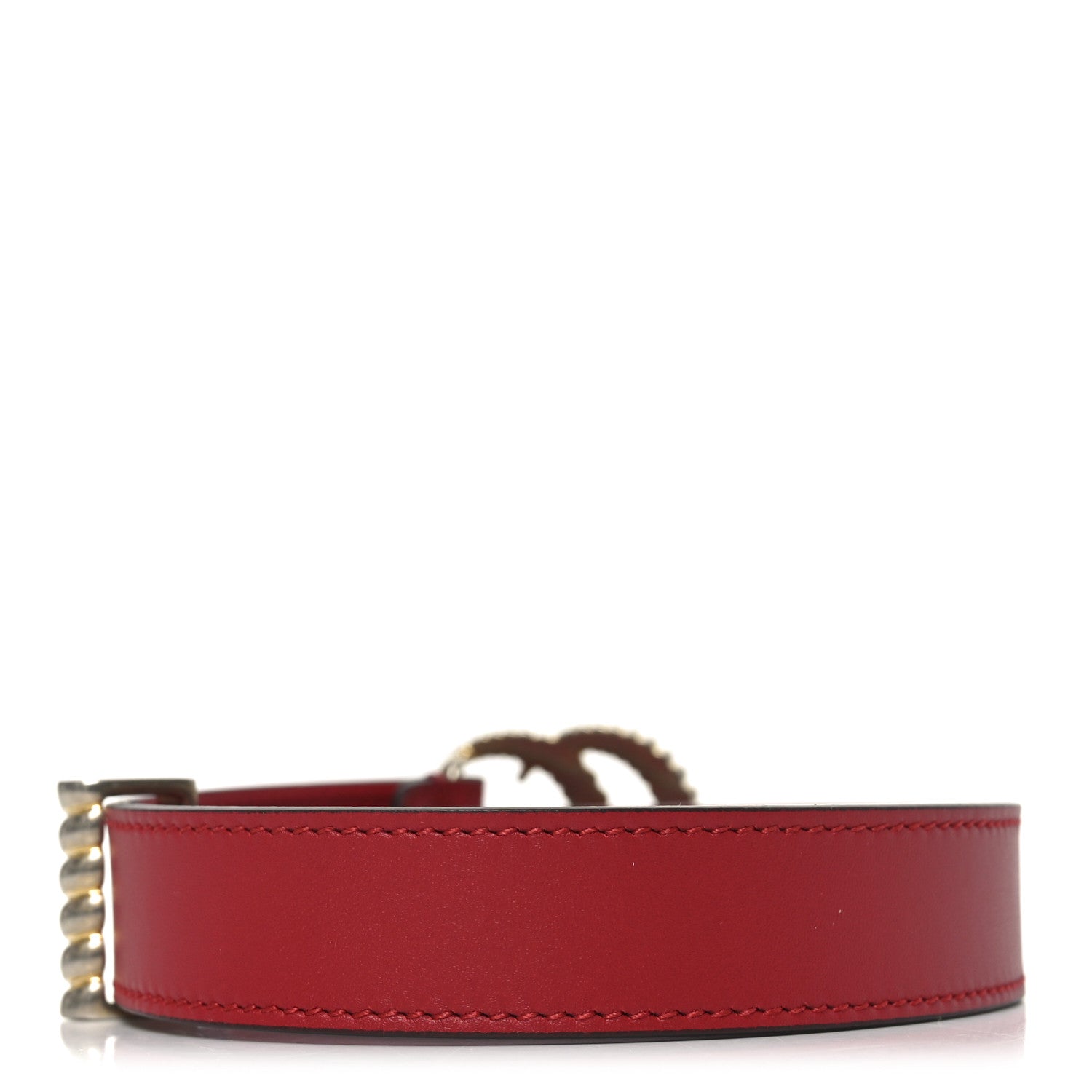 Moon Calfskin Torchon Double G 25mm Belt 75 30 Hibiscus Red