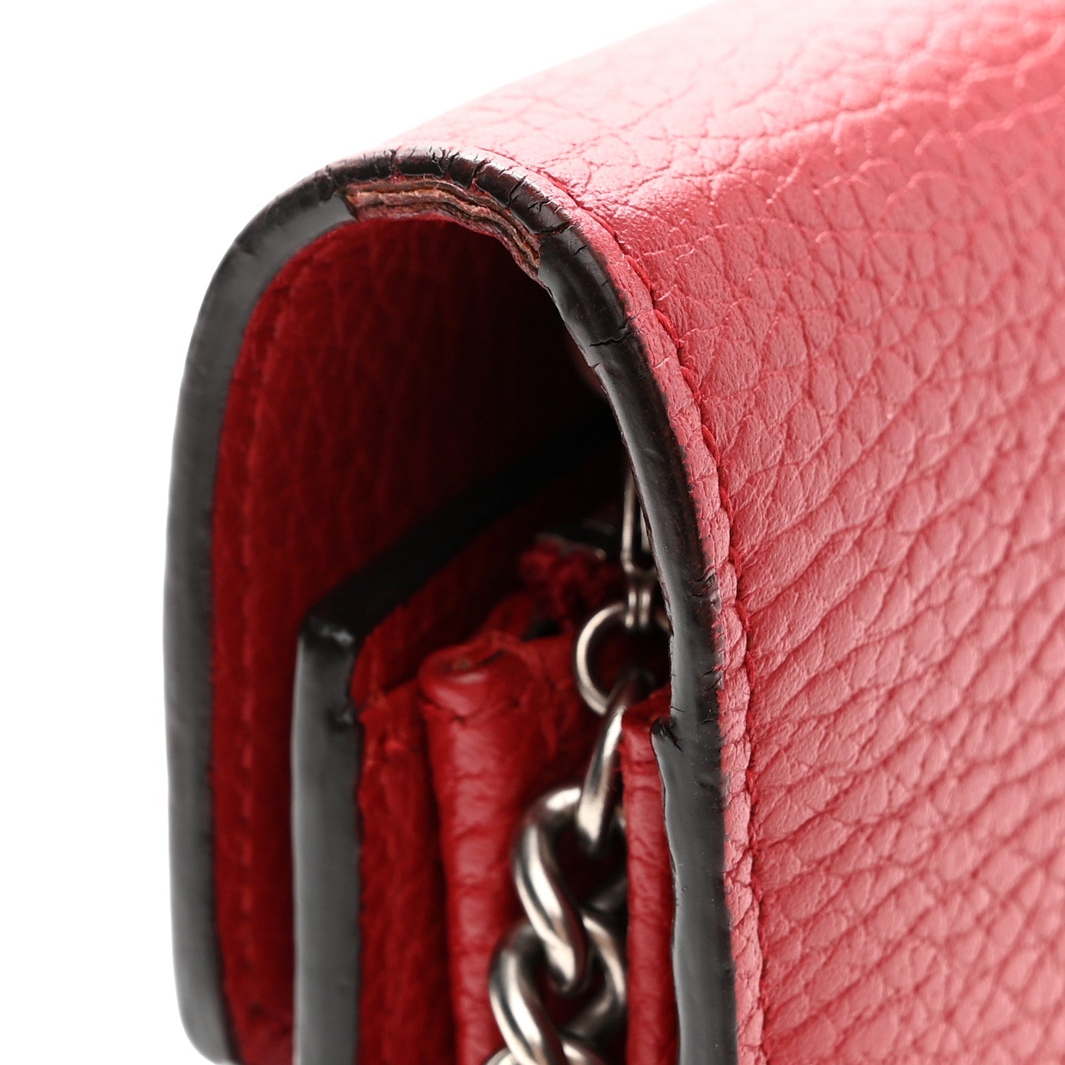 Calfskin Mini Dionysus Chain Wallet Hibiscus Red