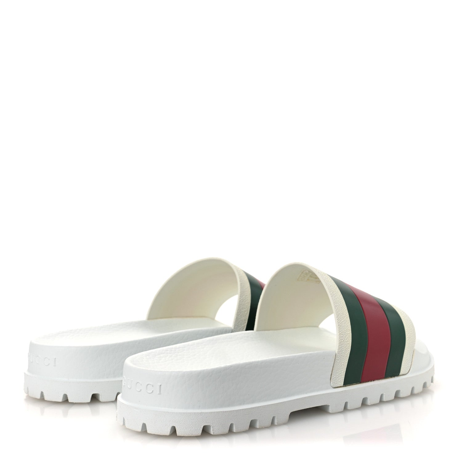 Rubber Web Mens Lug Sole Slide Sandals Great 10 White Green Red