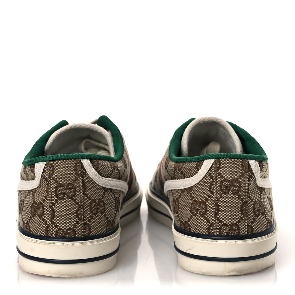 GG Monogram Web Mens 1977 Tennis Sneakers 9 Beige Ebony Mystic White Vert