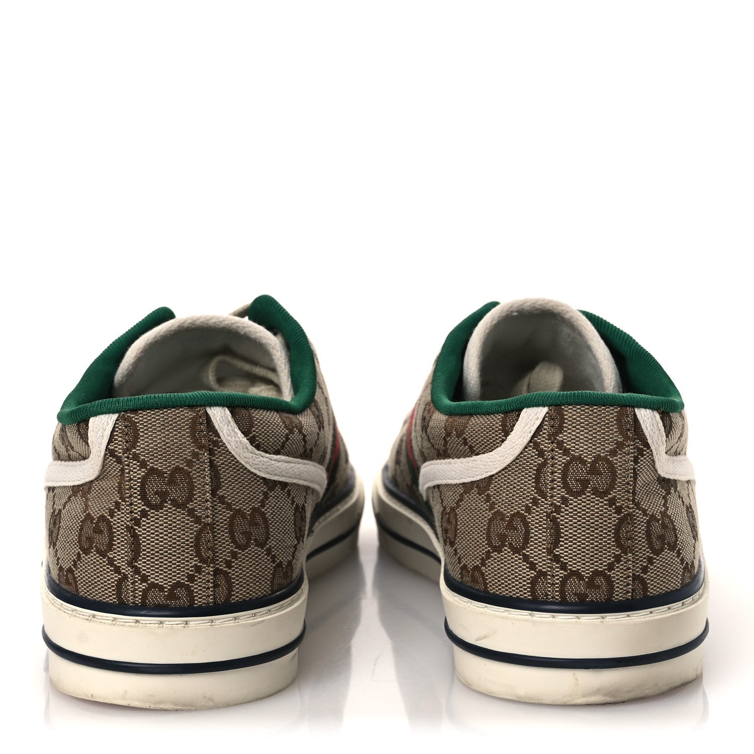 GG Monogram Web Mens 1977 Tennis Sneakers 9 Beige Ebony Mystic White Vert