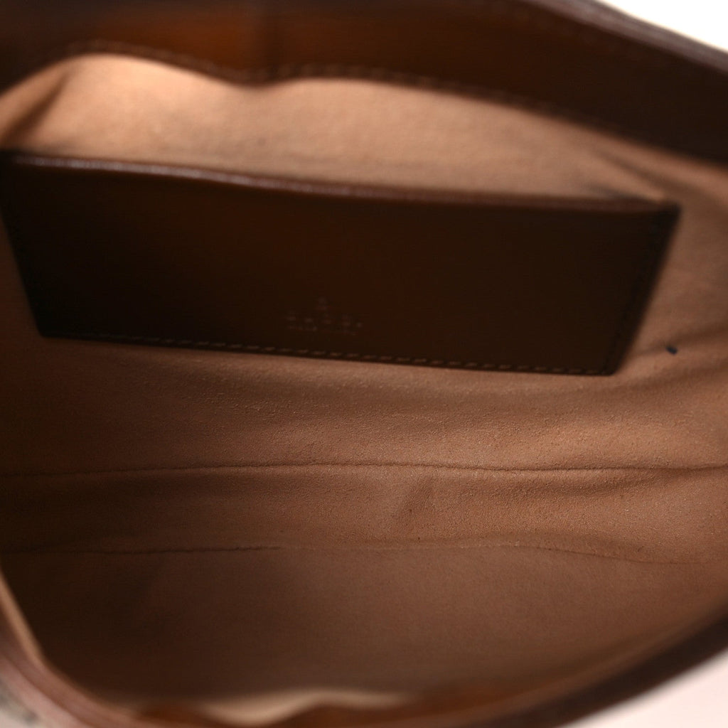 GG Supreme Monogram Azalea Calfskin Web Mini Jackie 1961 Hobo Beige Ebony Brown Sugar