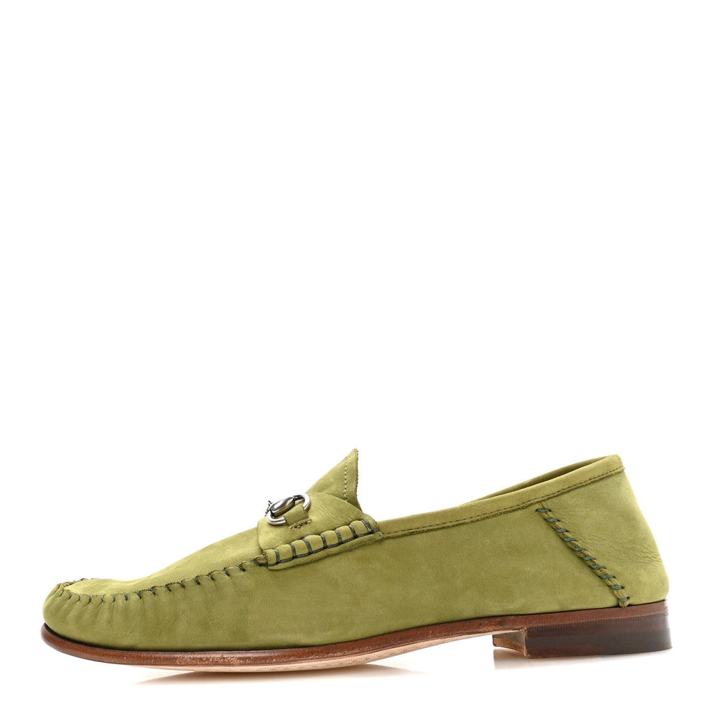 Nubuck Womens Horsebit Loafers 38.5 Herbs Light Green