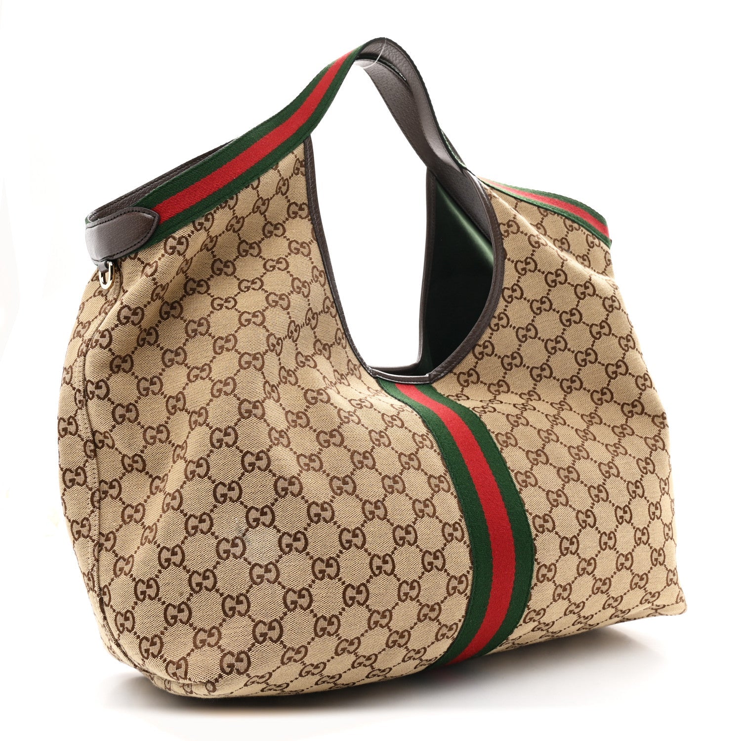 GG Monogram Web Large Giglio Tote Beige Brown
