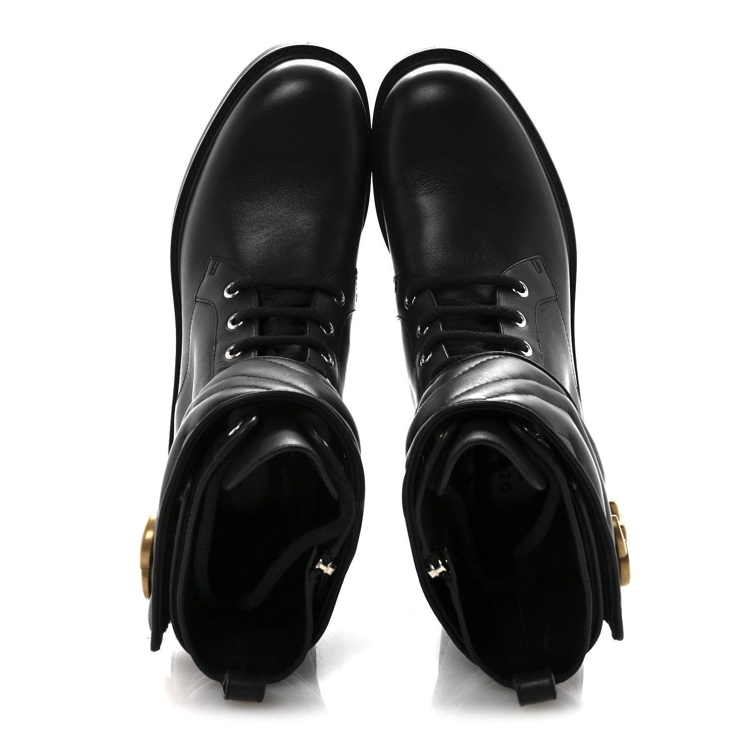 Flores Calfskin Nappa Matelasse GG 40mm Ankle Boots 37.5 Black