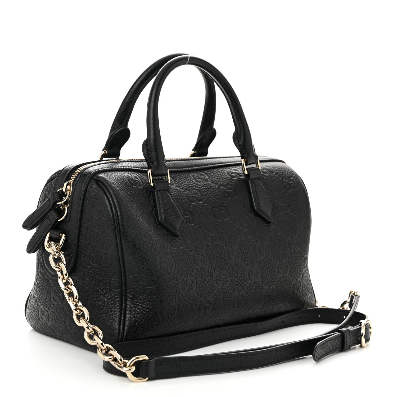 Calfskin GG Emblem Small Top Handle Bag Black