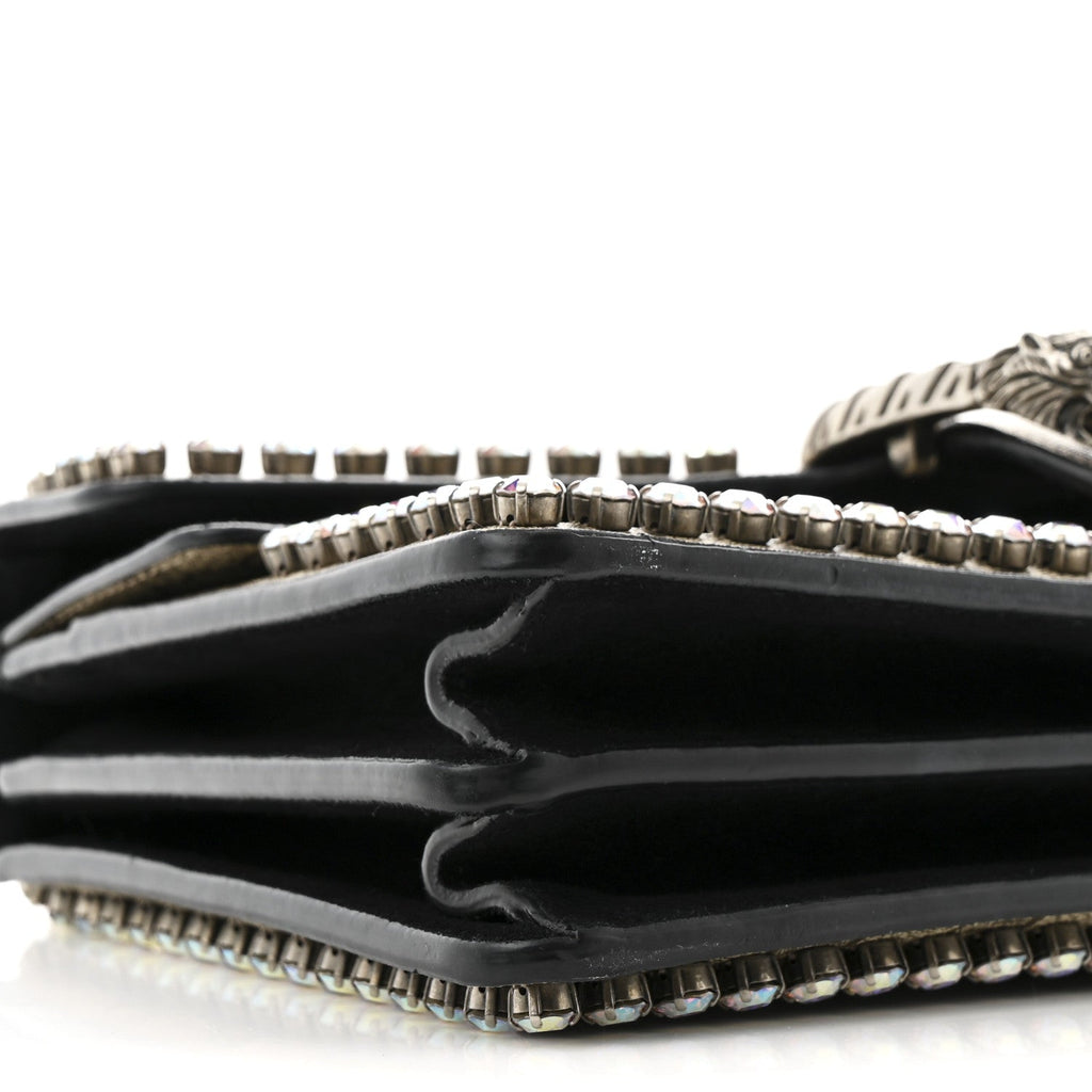 GG Supreme Monogram Crystal Small Dionysus Shoulder Bag Black