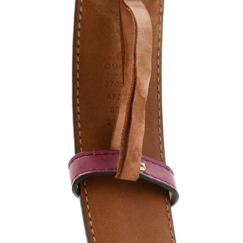 Moon Calfskin Interlocking G 37mm Belt 80 32 Glossy Pink