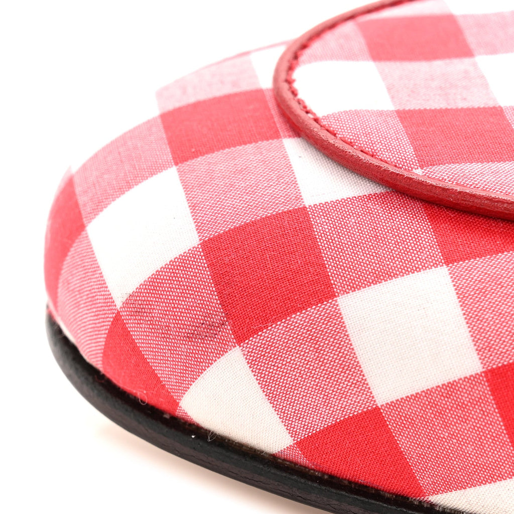Cotton Gingham Womens Princetown Slippers 36 White Red