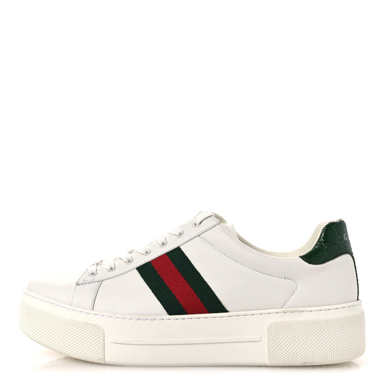 Ultralight Plume Calfskin Web Womens Ace Platform Sneakers 41 White