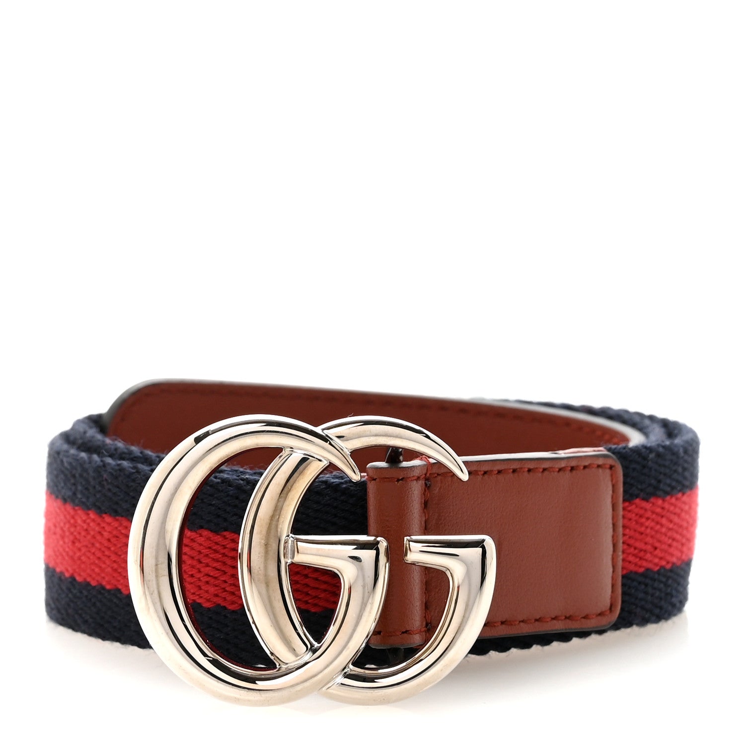 Calfskin Nylon Double G Web Kids Belt L Red