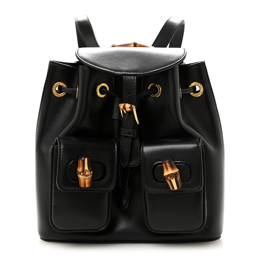 Calfskin Bamboo Backpack Black