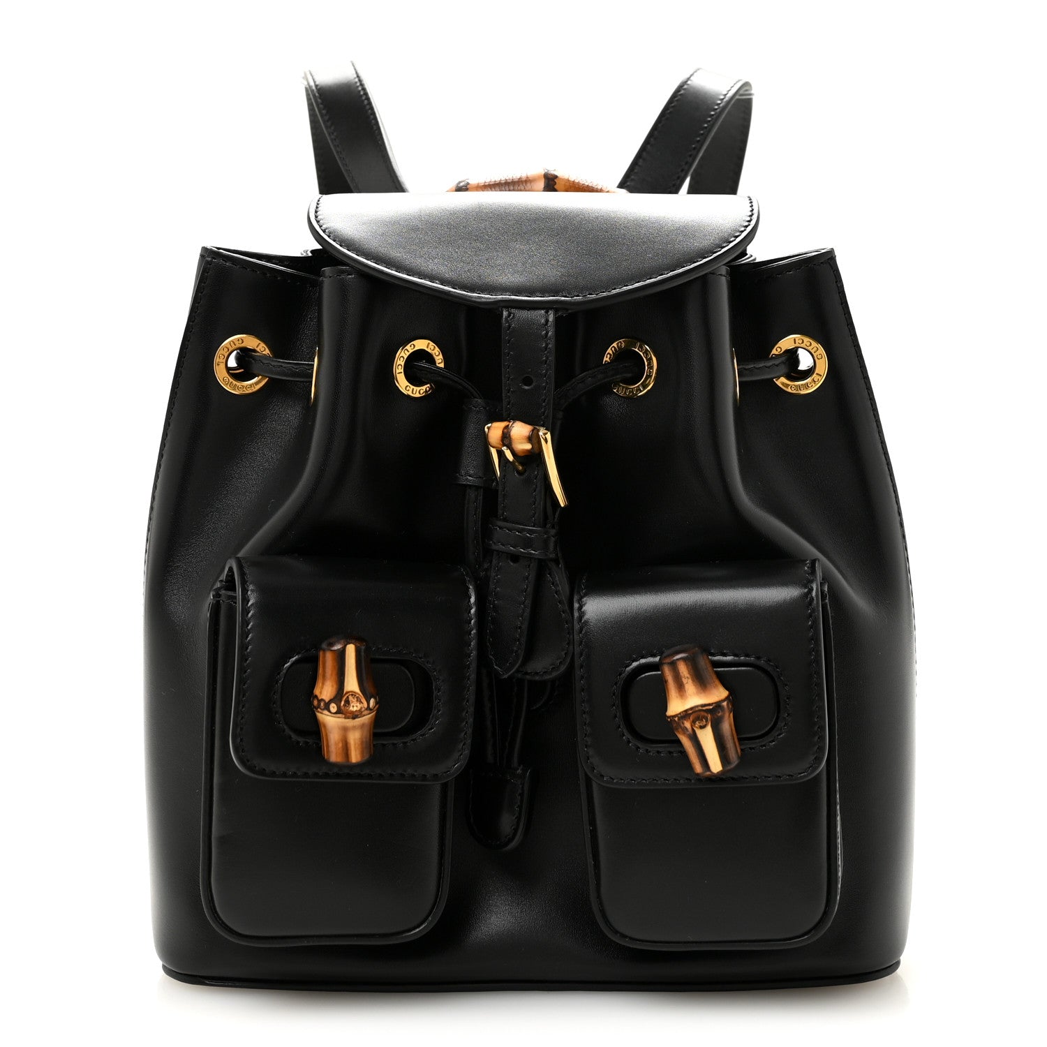 Calfskin Bamboo Backpack Black