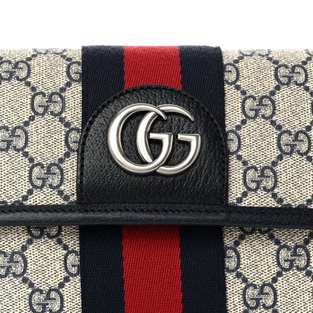 GG Supreme Monogram Web Small Ophidia Belt Bag 90 36 Beige Navy