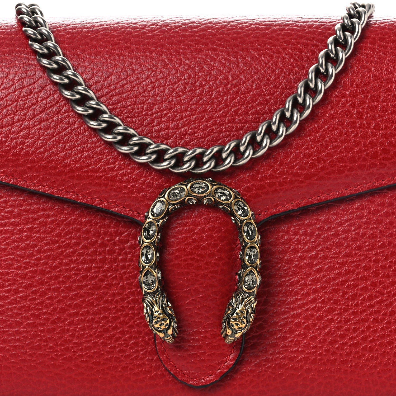 Calfskin Mini Dionysus Chain Wallet Hibiscus Red