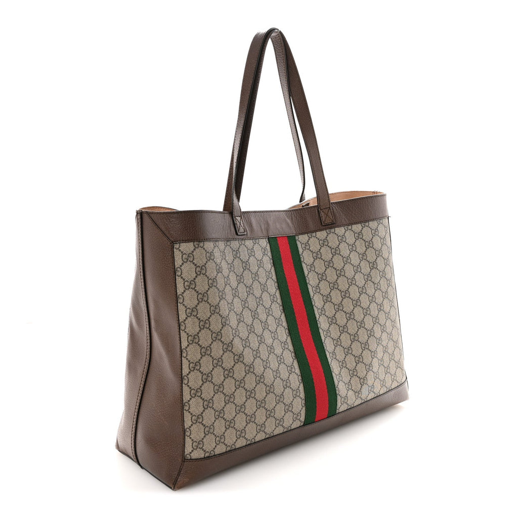 GG Supreme Monogram Web Ophidia Tote Brown