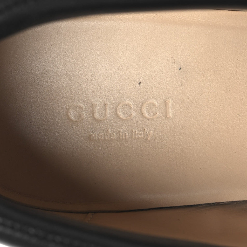 Magnum Calfskin Nappa Samoa Womens Horsebit Platform Chunky Lug Sole 40mm Loafers 38.5  Black