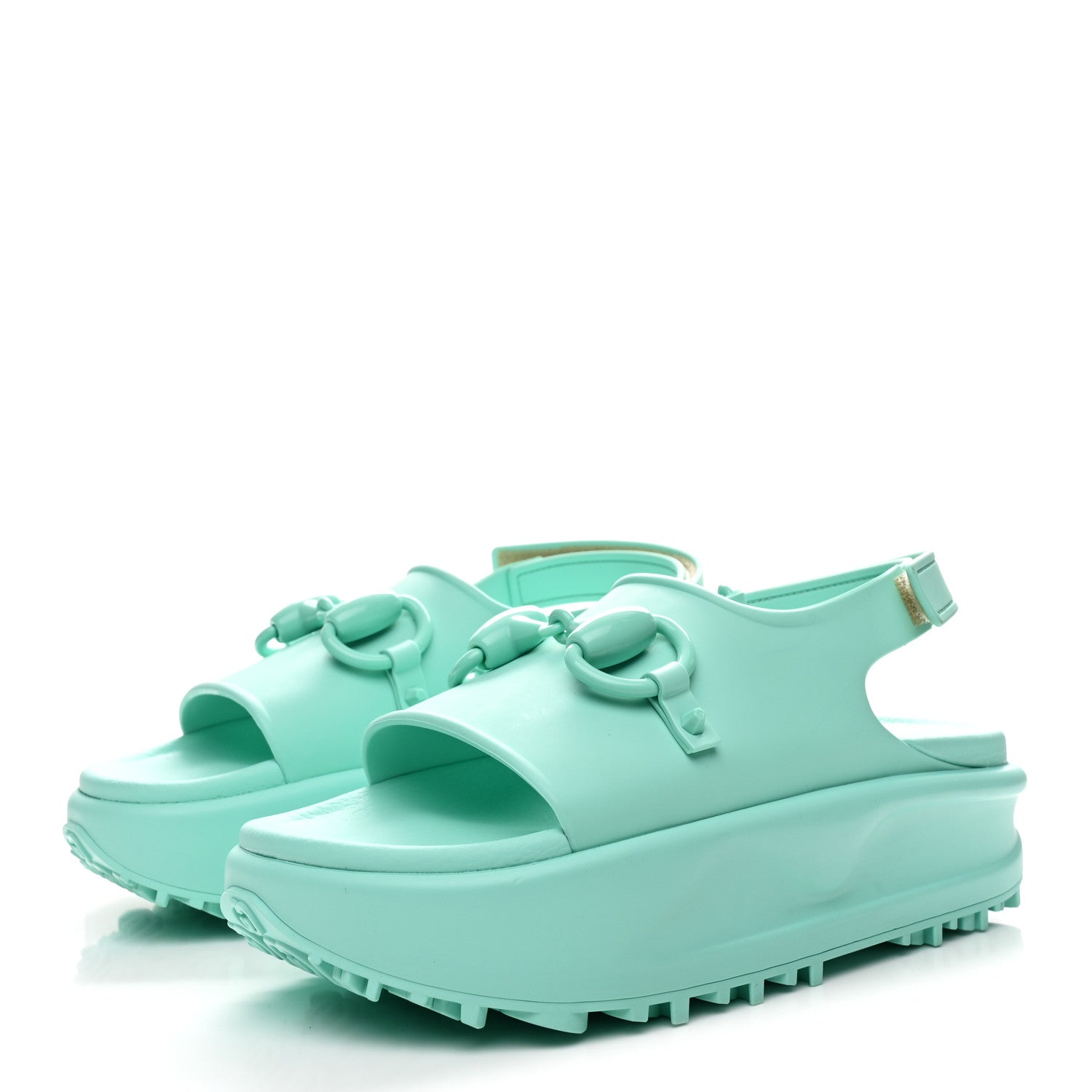 Soft Rubber Horsebit Womens Slingback Sandals 37 Teal Cyan