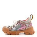 X SEGA Metallic Calfskin Mesh Womens Flashtrek Sneakers 36.5 Rame Mystic White Lago