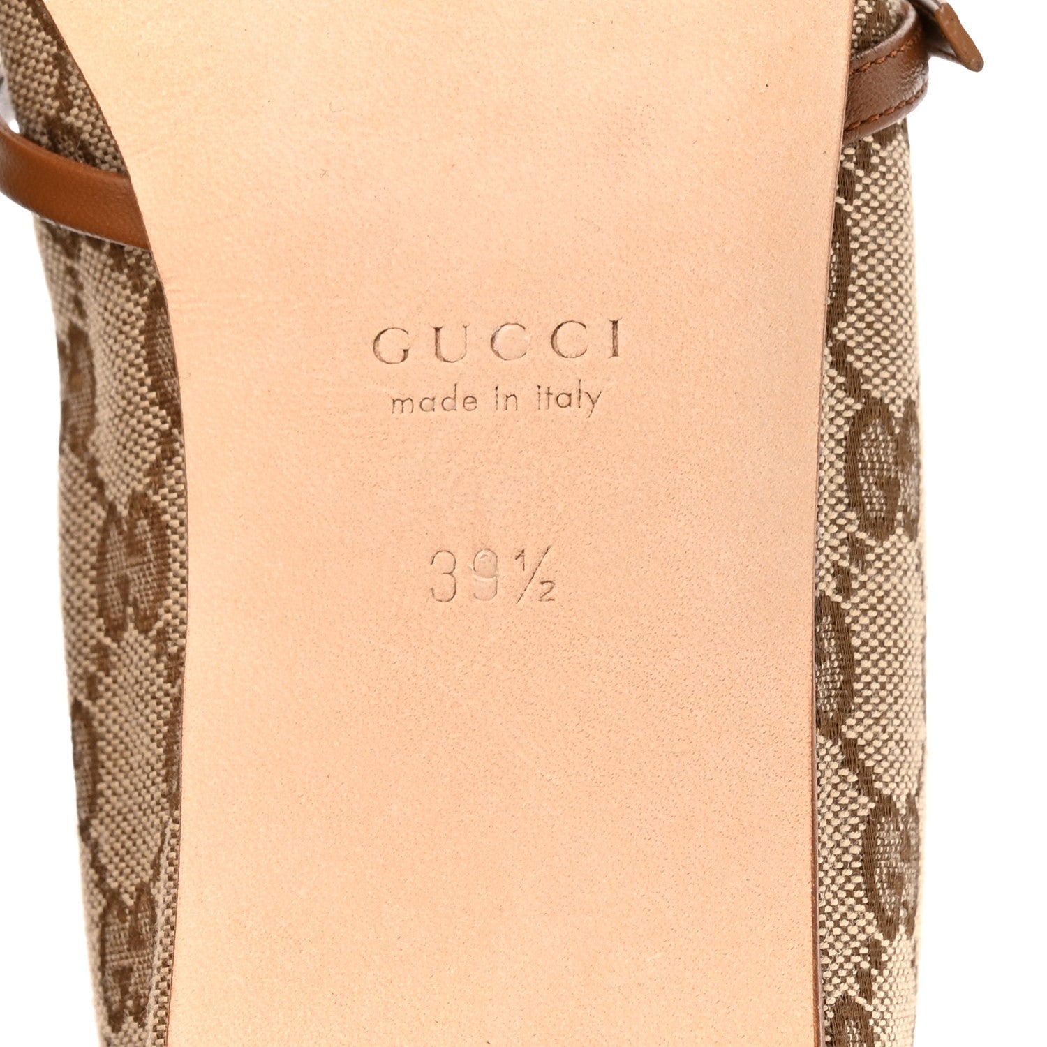 GG Monogram Horsebit Bow Ballet Flats 39.5 Beige Ebony Sundial