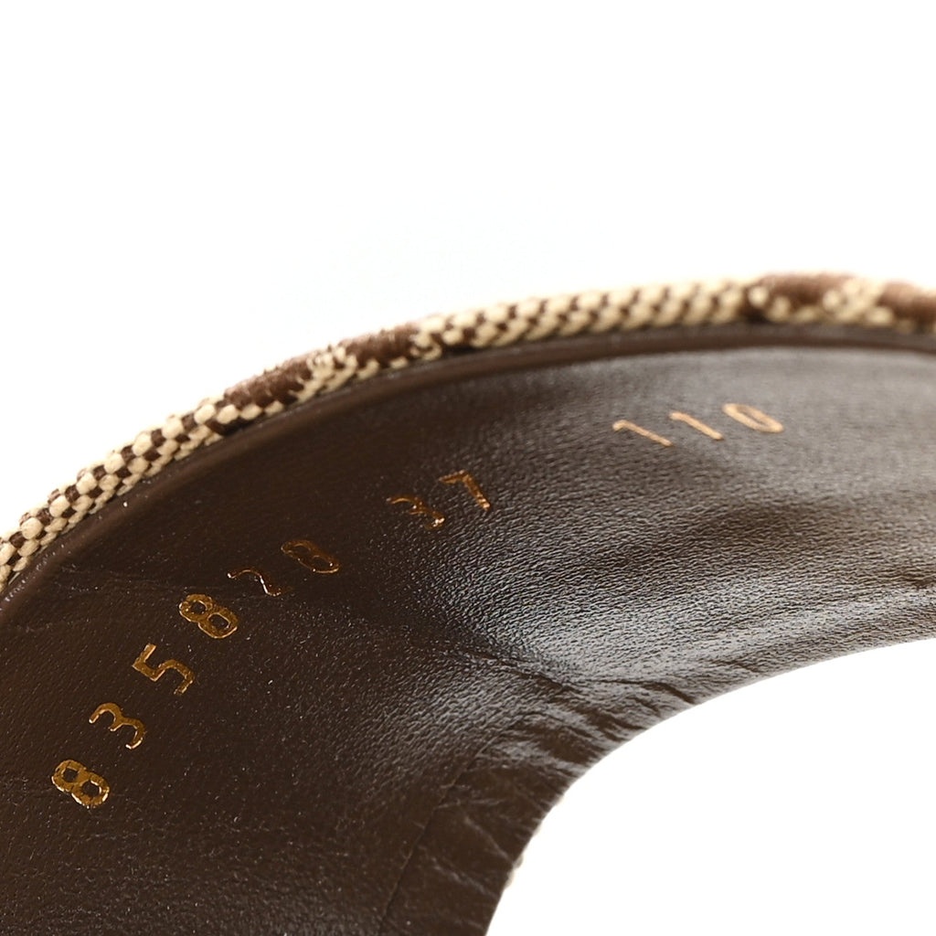 Monogram Horsebit Slide Sandals 37 Camel Ebony