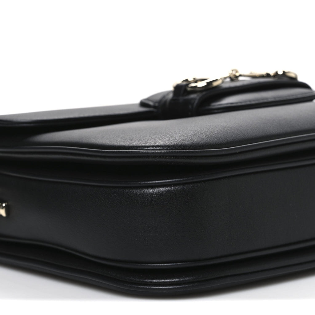 Ciny Lux Calfskin Horsebit 1955 Soft Small Shoulder Bag Black